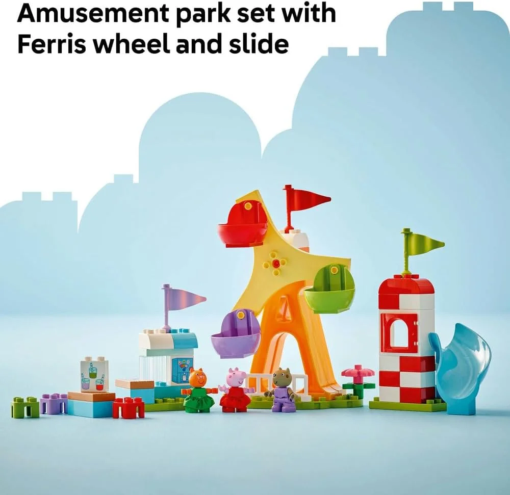 لگو دوپلو پپا پیگ شهربازی - اسباب بازی های حرکتی ظریف برای دختران و پسران 2+ ساله - چرخ و فلک بزرگ، سرسره، آبمیوه فروشی و 3 فیگور شامل دنی داگ و کندی کت - فعالیت توسعه اولیه - 10453 لگو دوپلو پپا پیگ شهربازی - اسباب بازی های حرکتی ظریف برای دختران و پسران 2+ ساله - چرخ و فلک بزرگ، سرسره، آبمیوه فروشی و 3 فیگور شامل دنی داگ و کندی کت - فعالیت توسعه اولیه - 10453