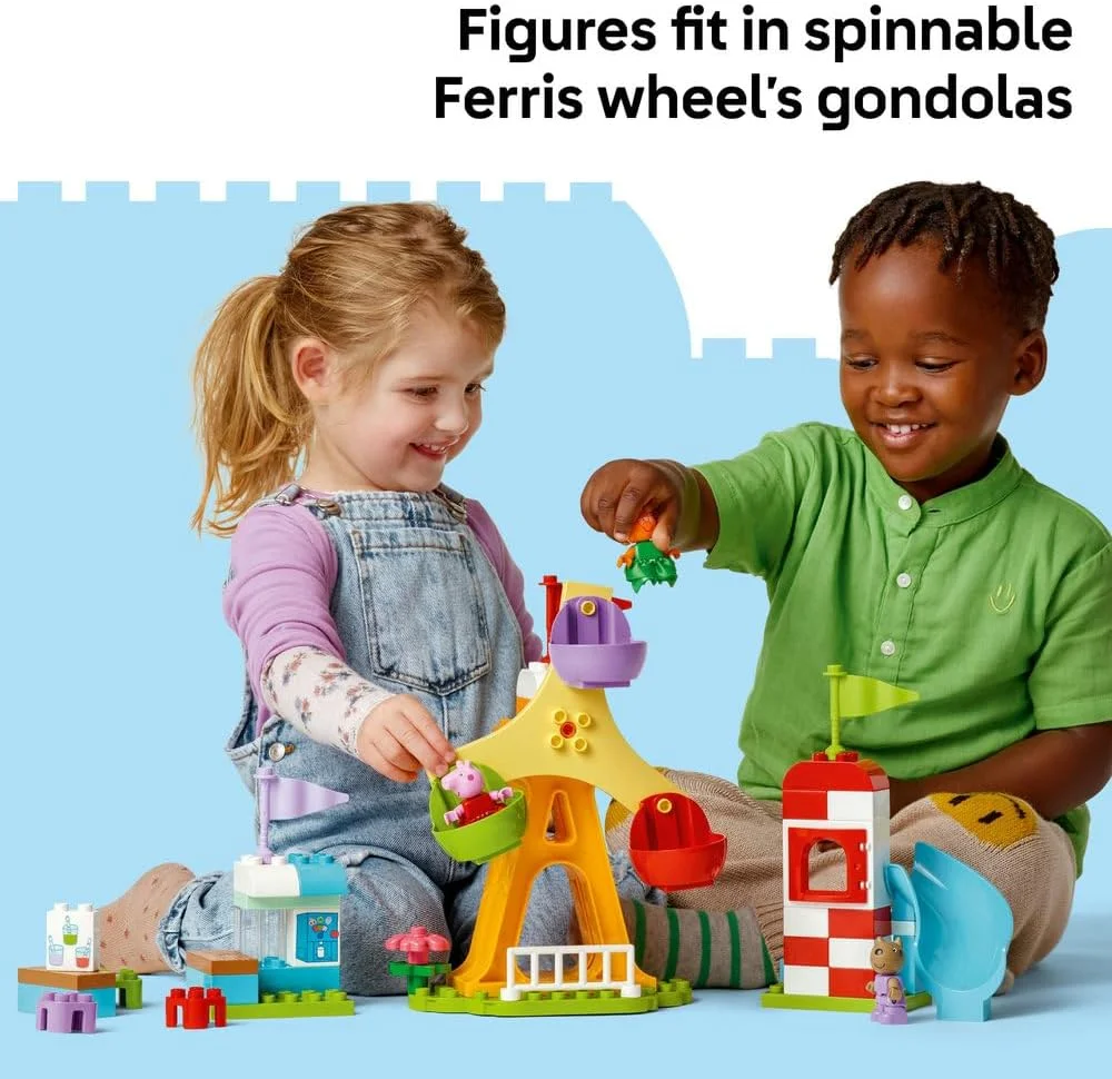 لگو دوپلو پپا پیگ شهربازی - اسباب بازی های حرکتی ظریف برای دختران و پسران 2+ ساله - چرخ و فلک بزرگ، سرسره، آبمیوه فروشی و 3 فیگور شامل دنی داگ و کندی کت - فعالیت توسعه اولیه - 10453 لگو دوپلو پپا پیگ شهربازی - اسباب بازی های حرکتی ظریف برای دختران و پسران 2+ ساله - چرخ و فلک بزرگ، سرسره، آبمیوه فروشی و 3 فیگور شامل دنی داگ و کندی کت - فعالیت توسعه اولیه - 10453