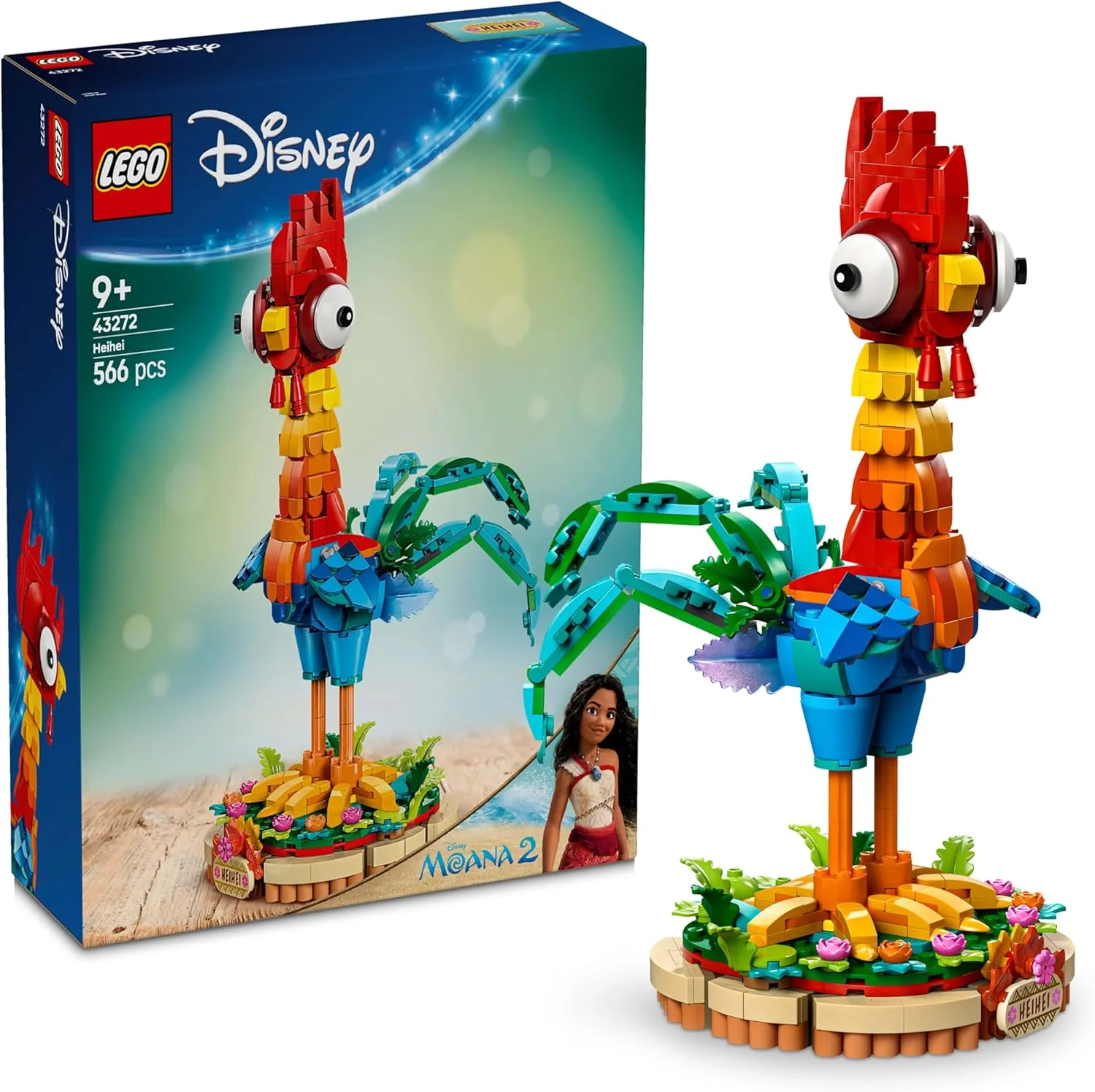LEGO ǀ Disney Moana 2 Heihei Buildable Animal Toy - Chicken Figure with rotating head, posable wings and tail feathers - Building Set for 9+ Year Old Girls And Boys - Birthday Gift Idea - 43272 LEGO ǀ Disney Moana 2 Heihei Buildable Animal Toy - Chicken Figure with rotating head, posable wings and tail feathers - Building Set for 9+ Year Old Girls And Boys - Birthday Gift Idea - 43272