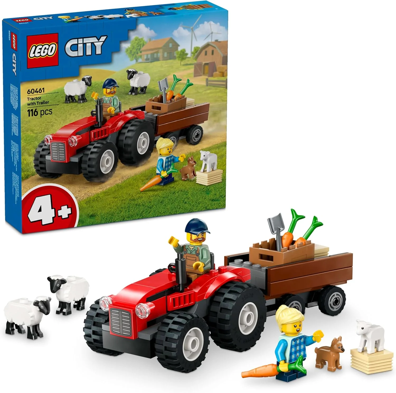 مجموعه اسباب بازی تراکتور مزرعه قرمز LEGO City با تریلر و گوسفند - مجموعه بازی با فیگورهای حیوانات - اسباب بازی های مونته سوری برای پسران و دختران 4+ ساله - هدایای آموزش اولیه - 60461 مجموعه اسباب بازی تراکتور مزرعه قرمز LEGO City با تریلر و گوسفند - مجموعه بازی با فیگورهای حیوانات - اسباب بازی های مونته سوری برای پسران و دختران 4+ ساله - هدایای آموزش اولیه - 60461
