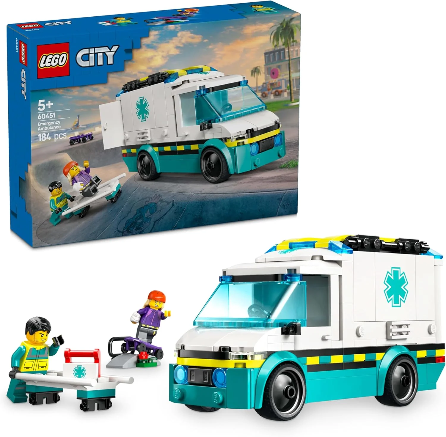 آمبولانس اورژانس LEGO City با 2 مینی فیگور - اسباب بازی های آموزشی برای پسران و دختران 5+ ساله - ایده های هدیه برای تولدها و تعطیلات - 60451 آمبولانس اورژانس LEGO City با 2 مینی فیگور - اسباب بازی های آموزشی برای پسران و دختران 5+ ساله - ایده های هدیه برای تولدها و تعطیلات - 60451