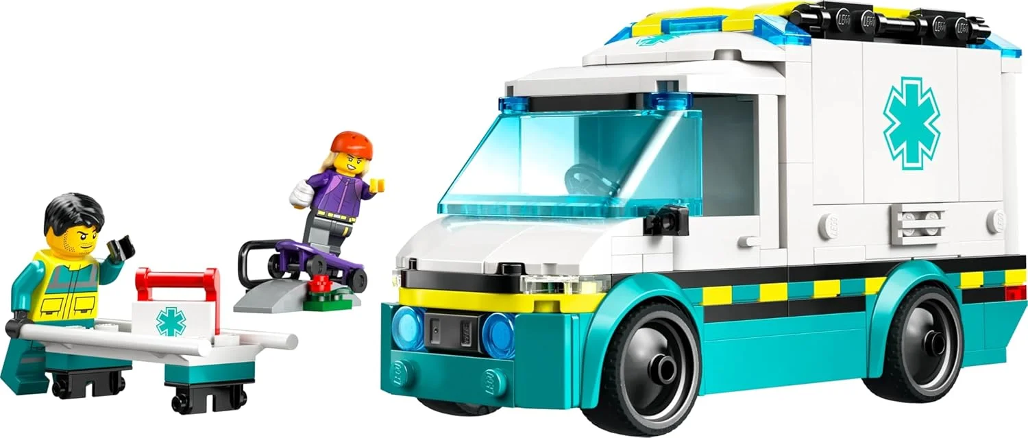 آمبولانس اورژانس LEGO City با 2 مینی فیگور - اسباب بازی های آموزشی برای پسران و دختران 5+ ساله - ایده های هدیه برای تولدها و تعطیلات - 60451