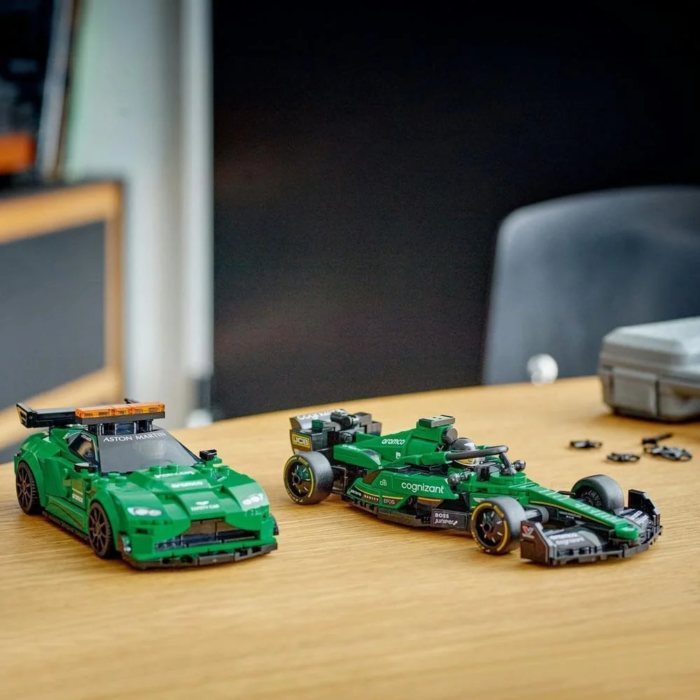 لگو قهرمانان سرعت ماشین ایمنی استون مارتین و اسباب بازی AMR23، مجموعه بازی 2 مدل خودرو، مجموعه ساختمانی برای کودکان، با 2 مینی فیگور، هدیه ای برای پسران و دختران 9 سال به بالا 76925