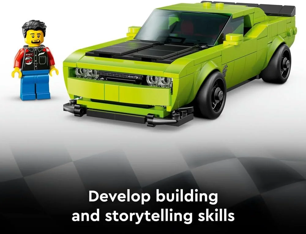 لگو قهرمانان سرعت دوج چلنجر اس آر تی هلکت - مدل ماشین اسباب بازی به همراه یک مینی فیگور راننده - هدیه تولد برای پسران 9 سال به بالا - 77237