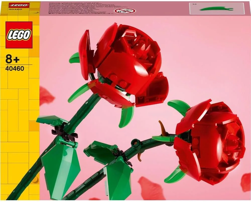 گل های رز لگو بوتانیکالز، ست گل، سازگار با دسته گل های مصنوعی از مجموعه بوتانیکال، دکور یا لوازم جانبی اتاق خواب کودکان، هدیه برای دختران و پسران 8 سال به بالا، 40460