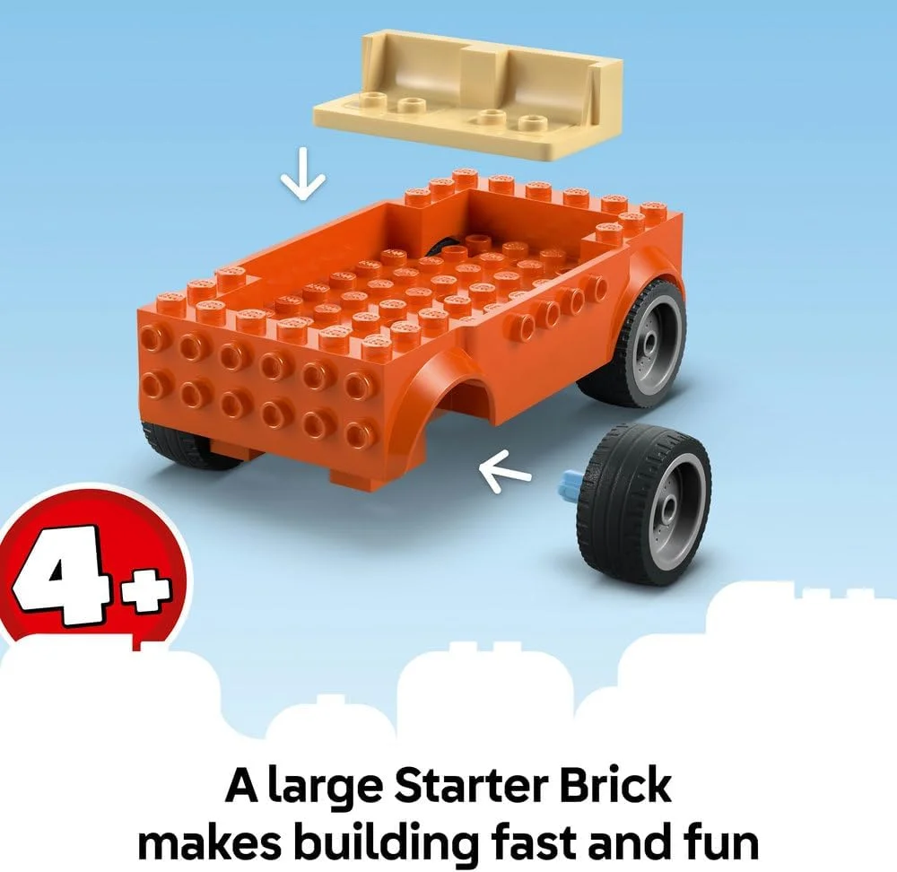 لگو بلوئی: سفر ساحلی بلوئی و ماشین خانوادگی به همراه 3 مینی فیگور شامل بینگو و چیلی، به علاوه 2 تخته موج سواری، یک قلعه شنی و لوازم جانبی سرگرم کننده - هدیه تولد برای دختران و پسران 4 سال به بالا - 11202