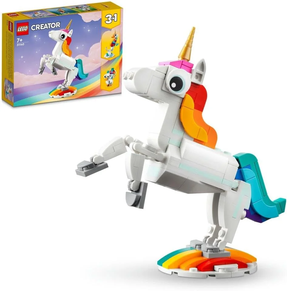 لگو 31140 Creator 3 در 1 اسباب بازی تک شاخ جادویی تبدیل شونده به اسب دریایی و طاووس، فیگورهای حیوانات رنگین کمانی، هدیه تک شاخ برای دختران و پسران، اسباب بازی های ساختنی لگو 31140 Creator 3 در 1 اسباب بازی تک شاخ جادویی تبدیل شونده به اسب دریایی و طاووس، فیگورهای حیوانات رنگین کمانی، هدیه تک شاخ برای دختران و پسران، اسباب بازی های ساختنی
