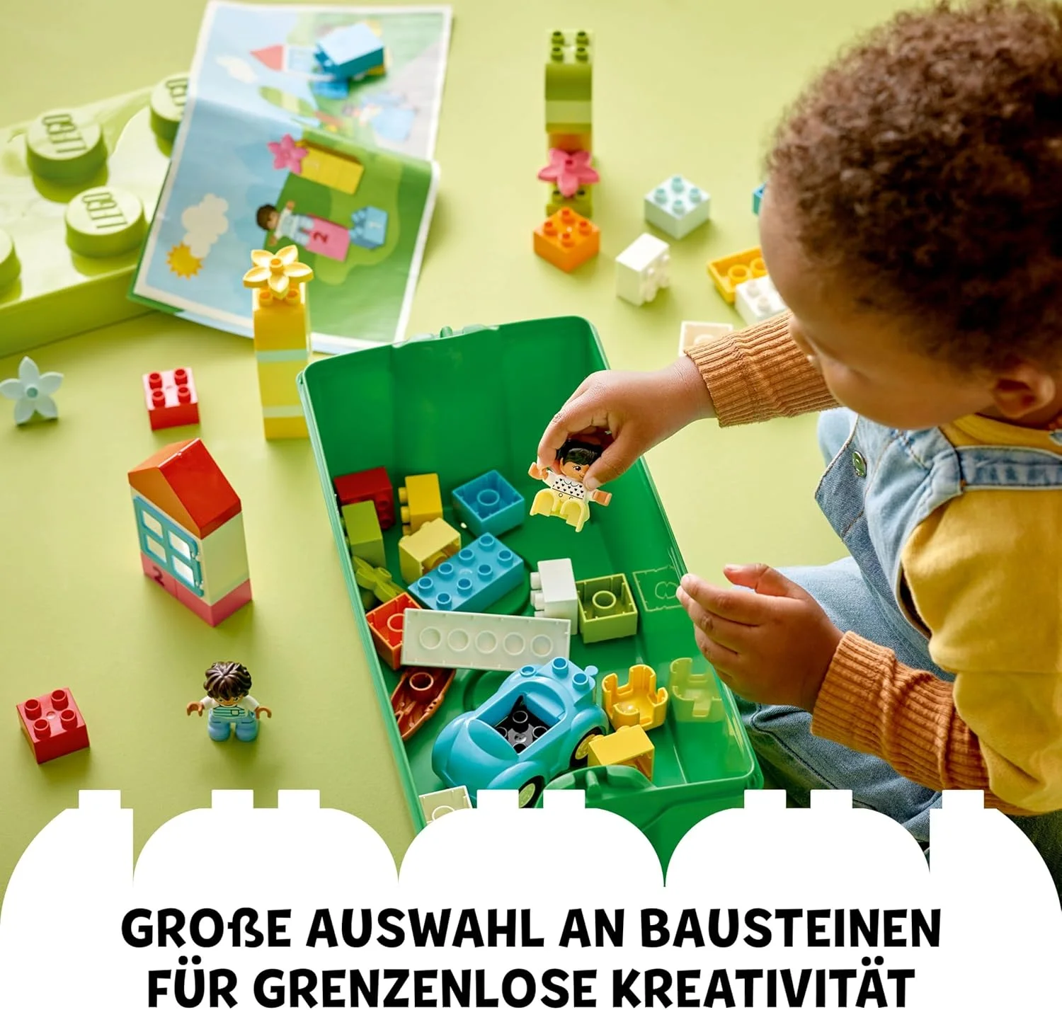 لگو 10913 DUPLO جعبه آجرهای کلاسیک به همراه محل نگهداری، ماشین اسباب بازی، آجرهای اعداد و موارد دیگر، اسباب بازی های آموزشی برای کودکان نوپا، پسران و دختران 1.5 ساله