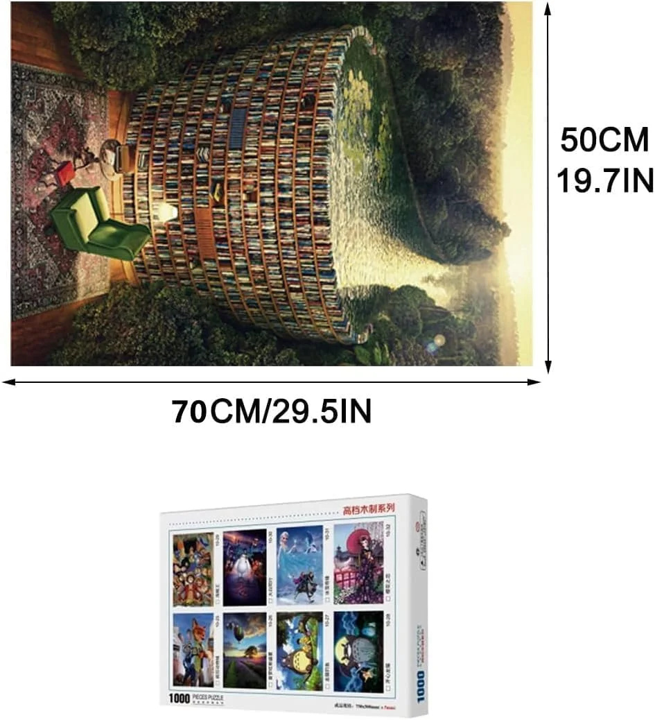 پازل 1000 تکه ای چوبی قفسه کتاب کانال، مناسب بزرگسالان و نوجوانان - پازل سد قفسه کتاب، بازی فکری چالش کتابخانه، اسباب بازی آموزشی برای پسران و دختران، هدیه و دکوری منزل