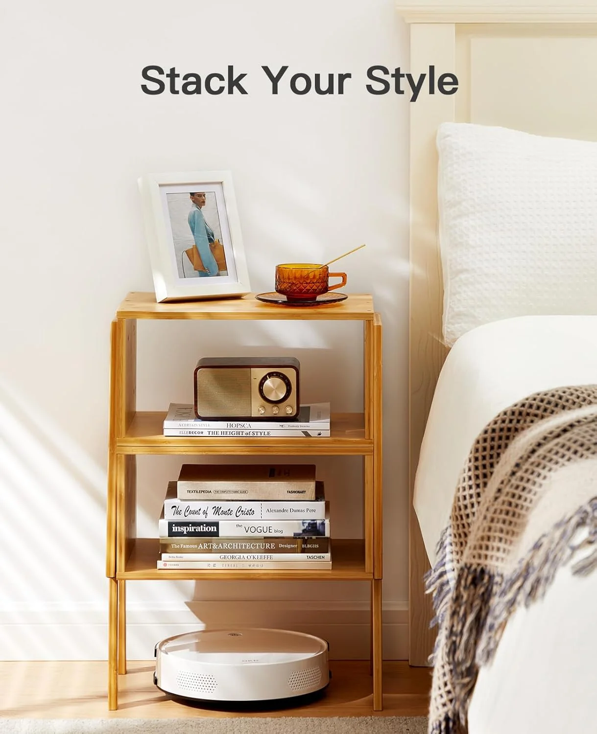 میزهای عسلی بامبو Pipishell، میز کنار تختی چوبی اتاق نشیمن، میزهای کنار تخت برای نگهداری وسایل در اتاق خواب، ست 2 عددی میزهای عسلی بامبو Pipishell، میز کنار تختی چوبی اتاق نشیمن، میزهای کنار تخت برای نگهداری وسایل در اتاق خواب، ست 2 عددی