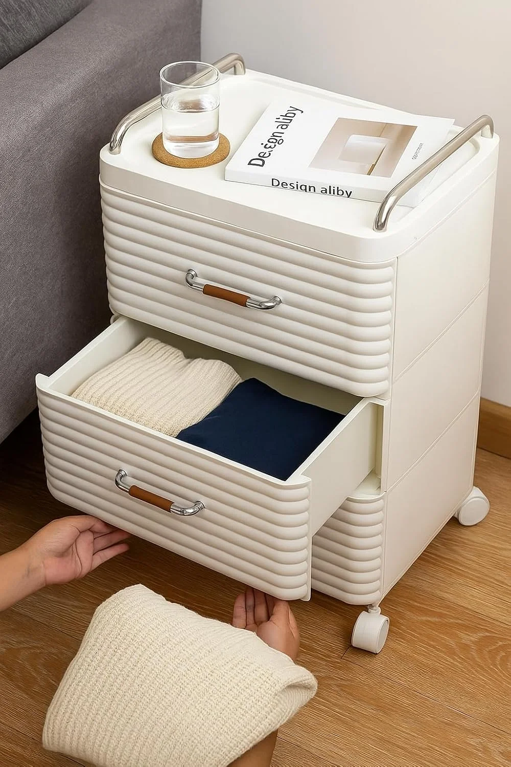 کابینت پلاستیکی کنار تختی – ارگنایزر چند منظوره 3 طبقه با کشو – کابینت جمع و جور 66 سانتی متری برای اتاق خواب، حمام و اتاق نشیمن کابینت پلاستیکی کنار تختی – ارگنایزر چند منظوره 3 طبقه با کشو – کابینت جمع و جور 66 سانتی متری برای اتاق خواب، حمام و اتاق نشیمن