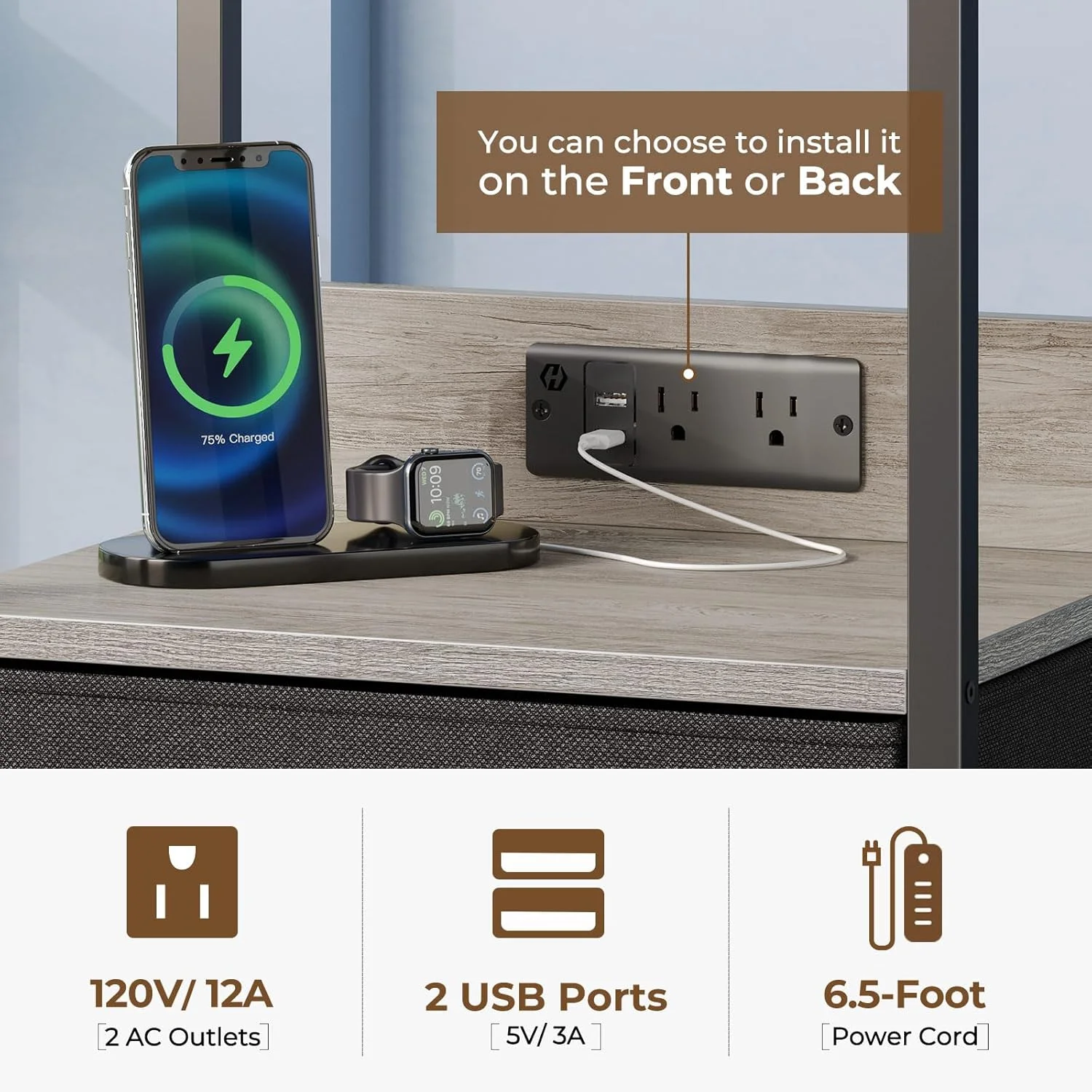 میز کنار تختی Seventable با ایستگاه شارژ، میز کنار تخت با چراغ های LED، میز کنار تختی با 2 کشو پارچه ای، میز عسلی 3 طبقه برای اتاق خواب، طوسی بژ میز کنار تختی Seventable با ایستگاه شارژ، میز کنار تخت با چراغ های LED، میز کنار تختی با 2 کشو پارچه ای، میز عسلی 3 طبقه برای اتاق خواب، طوسی بژ