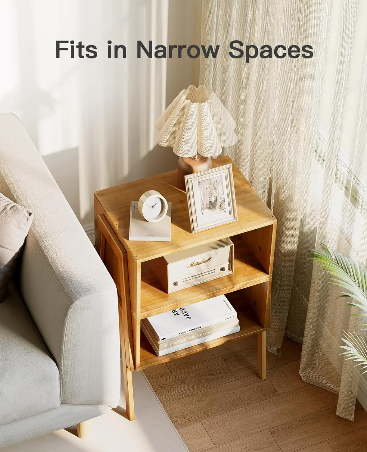 میزهای عسلی بامبو Pipishell، میز کنار تختی چوبی اتاق نشیمن، میزهای کنار تخت برای نگهداری وسایل در اتاق خواب، ست 2 عددی میزهای عسلی بامبو Pipishell، میز کنار تختی چوبی اتاق نشیمن، میزهای کنار تخت برای نگهداری وسایل در اتاق خواب، ست 2 عددی