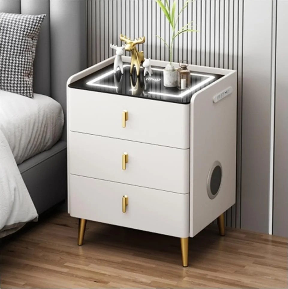 میز کنار تختی هوشمند و سازماندهی شده برای خانه، دارای شارژ بی سیم چند منظوره، پورت USB و بلندگوی بلوتوث برای اتاق نشیمن، اتاق خواب، هتل، دفتر (3 کشو سفید) میز کنار تختی هوشمند و سازماندهی شده برای خانه، دارای شارژ بی سیم چند منظوره، پورت USB و بلندگوی بلوتوث برای اتاق نشیمن، اتاق خواب، هتل، دفتر (3 کشو سفید)