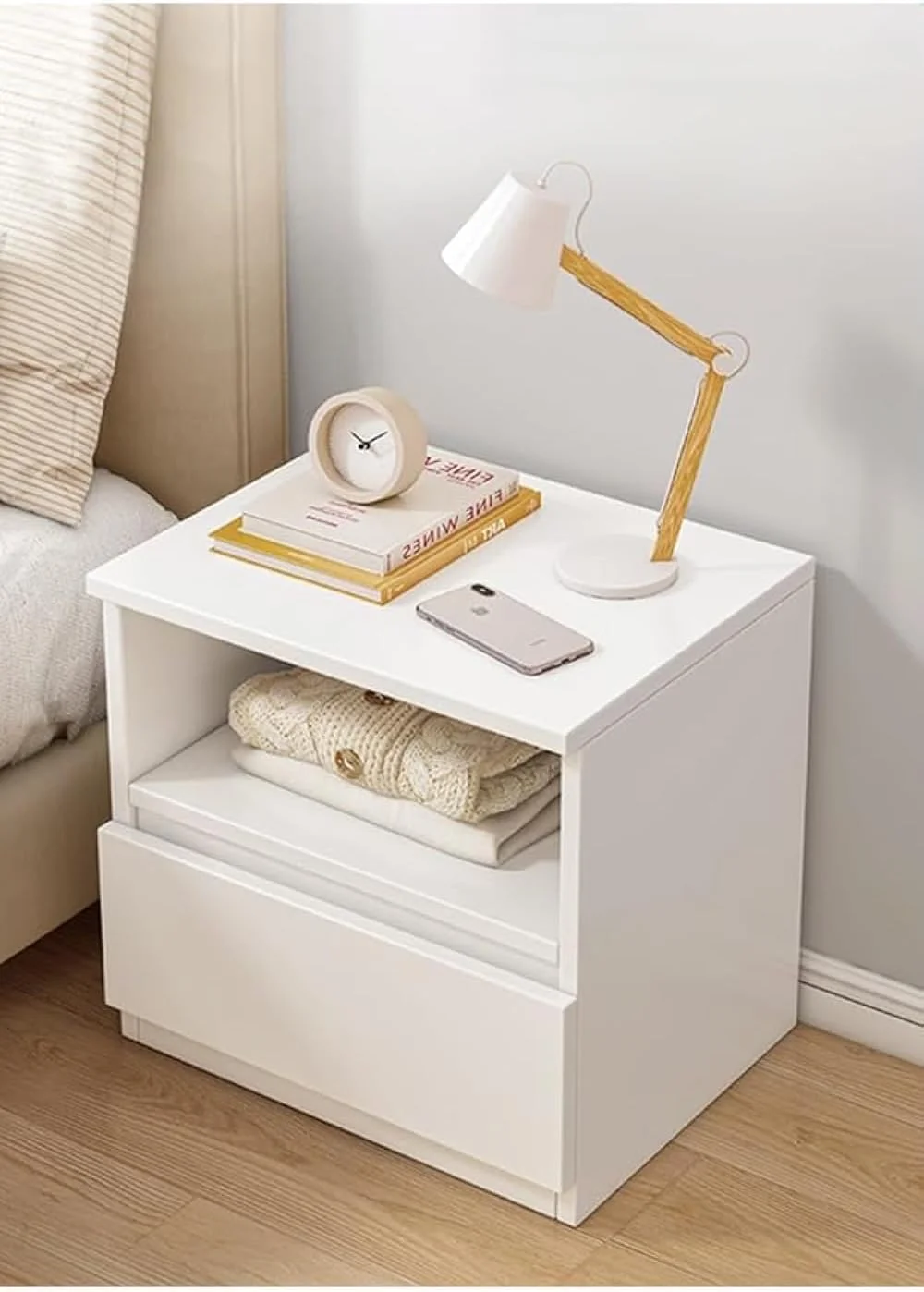 کابینت کنار تختی NKX Home با کشو و قفسه، مدل: SIDETABLE38 کابینت کنار تختی NKX Home با کشو و قفسه، مدل: SIDETABLE38