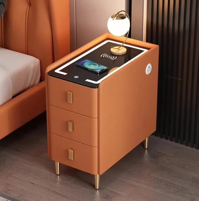 میز پاتختی هوشمند با شارژ بیسیم، پورتهای USB و Type-C، چراغهای LED قابل تنظیم، 3 کشو برای نگهداری، میز کنار تختی مدرن برای اتاق خواب، اتاق نشیمن و خوابگاه (رنگ نارنجی) Sky Over میز پاتختی هوشمند با شارژ بیسیم، پورتهای USB و Type-C، چراغهای LED قابل تنظیم، 3 کشو برای نگهداری، میز کنار تختی مدرن برای اتاق خواب، اتاق نشیمن و خوابگاه (رنگ نارنجی) Sky Over