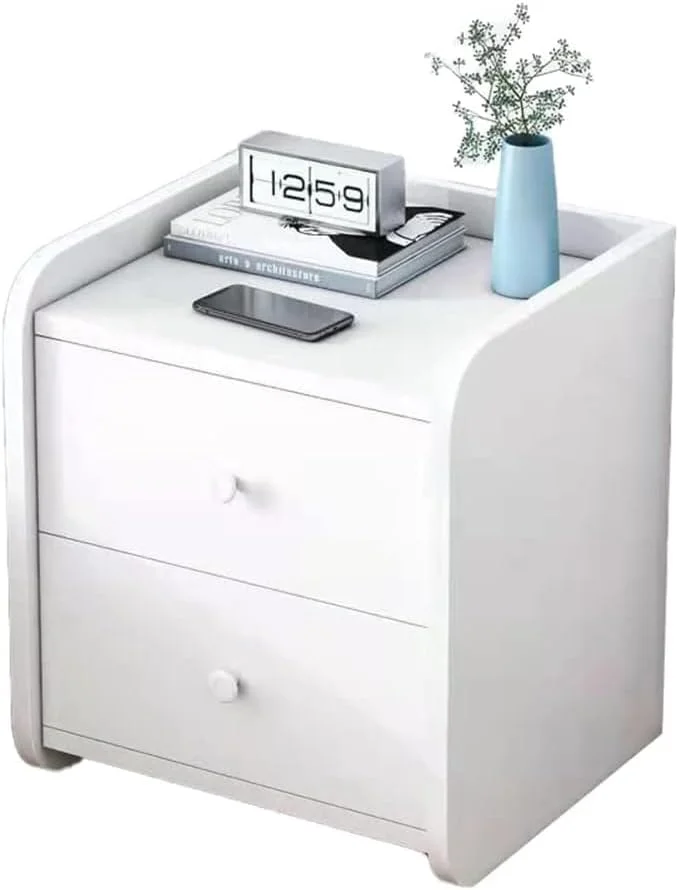 میز کنار تختی سفید گرم NC با 2 کشو، میز کنار تخت خواب، میز کنار مبل چوبی، کابینت با کشو کشویی و فضای ذخیره سازی باز میز کنار تختی سفید گرم NC با 2 کشو، میز کنار تخت خواب، میز کنار مبل چوبی، کابینت با کشو کشویی و فضای ذخیره سازی باز