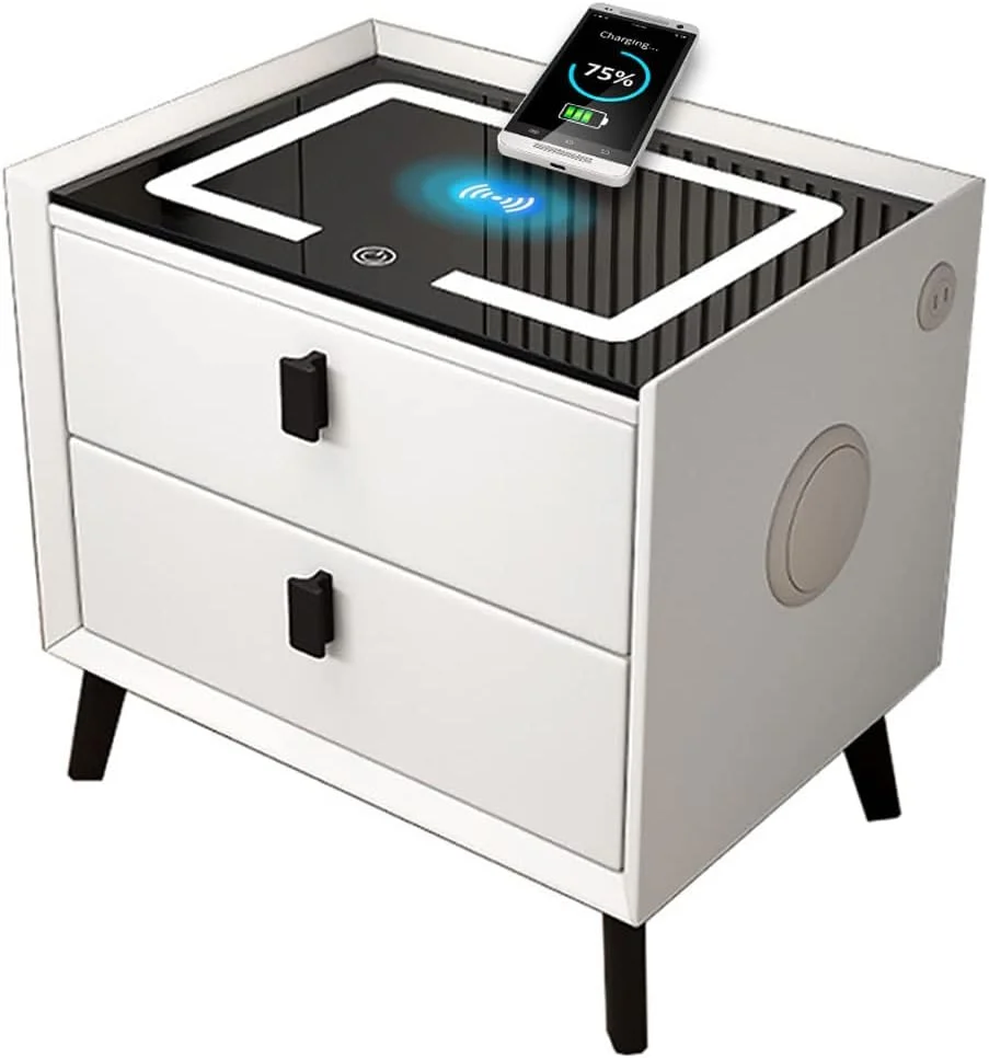 میز کنار تختی هوشمند، میز عسلی مدرن، میز کنار مبل، با شارژر بیسیم، پورت USB و چراغهای LED قابل تنظیم، برای اتاق نشیمن منزل، اتاق خواب، هتل، دفتر کار (بدون بلندگوی بلوتوث) میز کنار تختی هوشمند، میز عسلی مدرن، میز کنار مبل، با شارژر بیسیم، پورت USB و چراغهای LED قابل تنظیم، برای اتاق نشیمن منزل، اتاق خواب، هتل، دفتر کار (بدون بلندگوی بلوتوث)