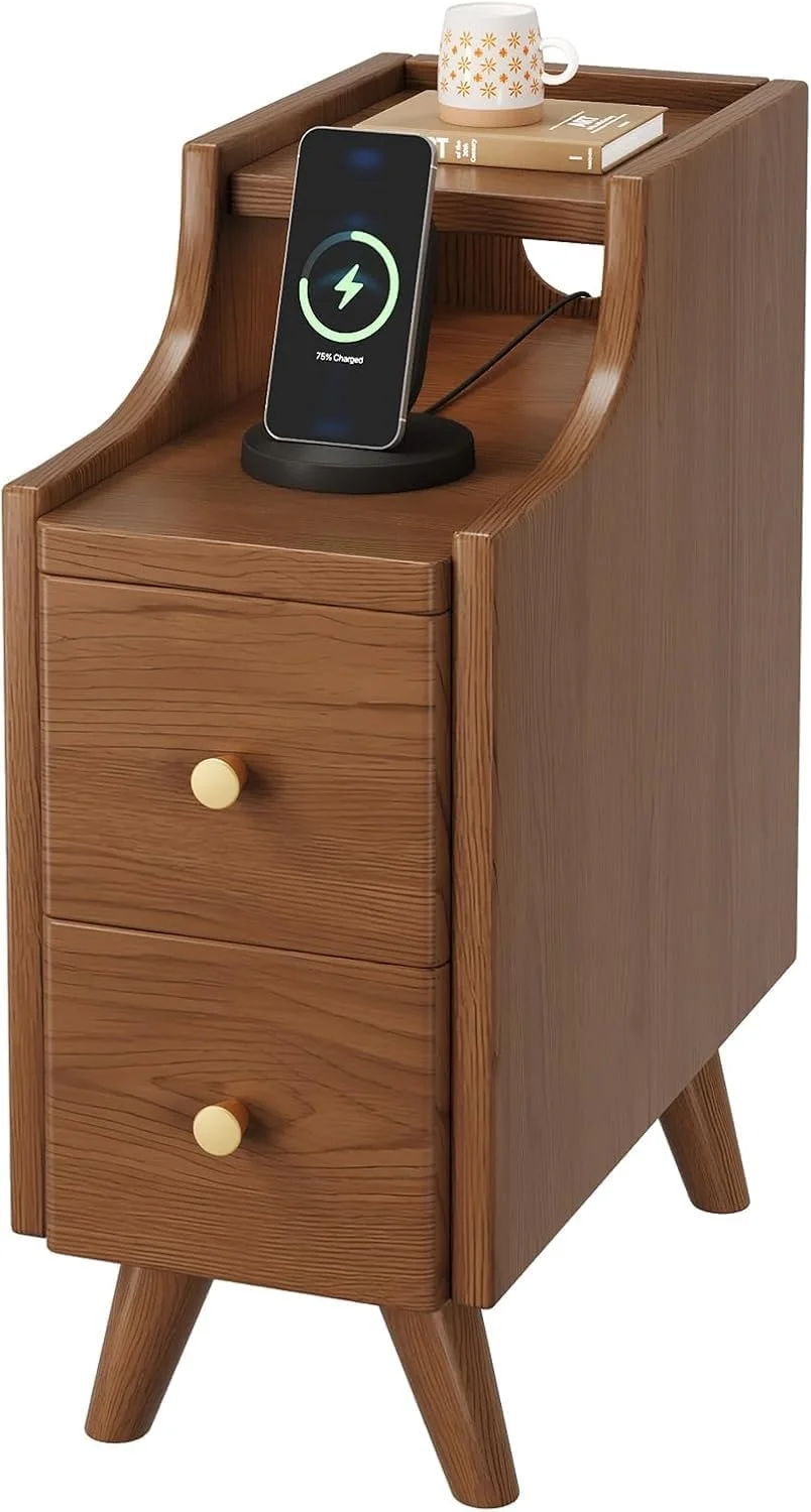 میز پاتختی چوبی با کشو، میز کنار تختی باریک Fohome برای فضاهای کوچک، میز کنار تختی مدرن اواسط قرن برای اتاق خواب میز پاتختی چوبی با کشو، میز کنار تختی باریک Fohome برای فضاهای کوچک، میز کنار تختی مدرن اواسط قرن برای اتاق خواب