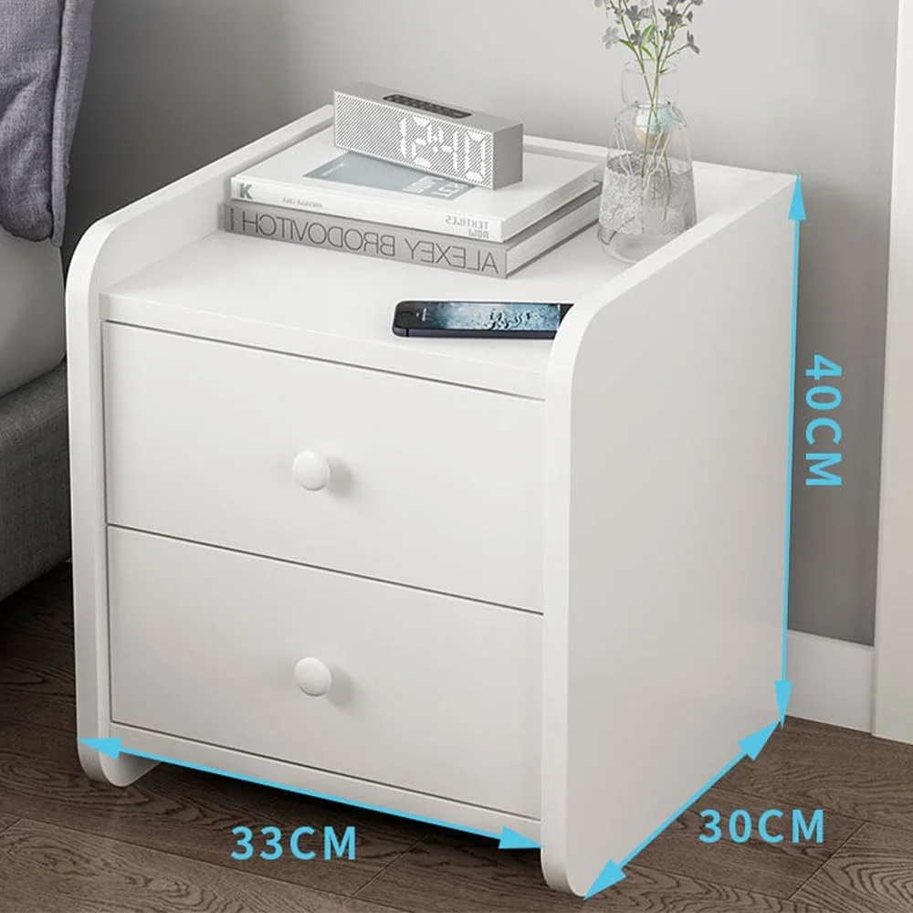 میز کنار تختی سفید گرم NC با 2 کشو، میز کنار تخت خواب، میز کنار مبل چوبی، کابینت با کشو کشویی و فضای ذخیره سازی باز میز کنار تختی سفید گرم NC با 2 کشو، میز کنار تخت خواب، میز کنار مبل چوبی، کابینت با کشو کشویی و فضای ذخیره سازی باز