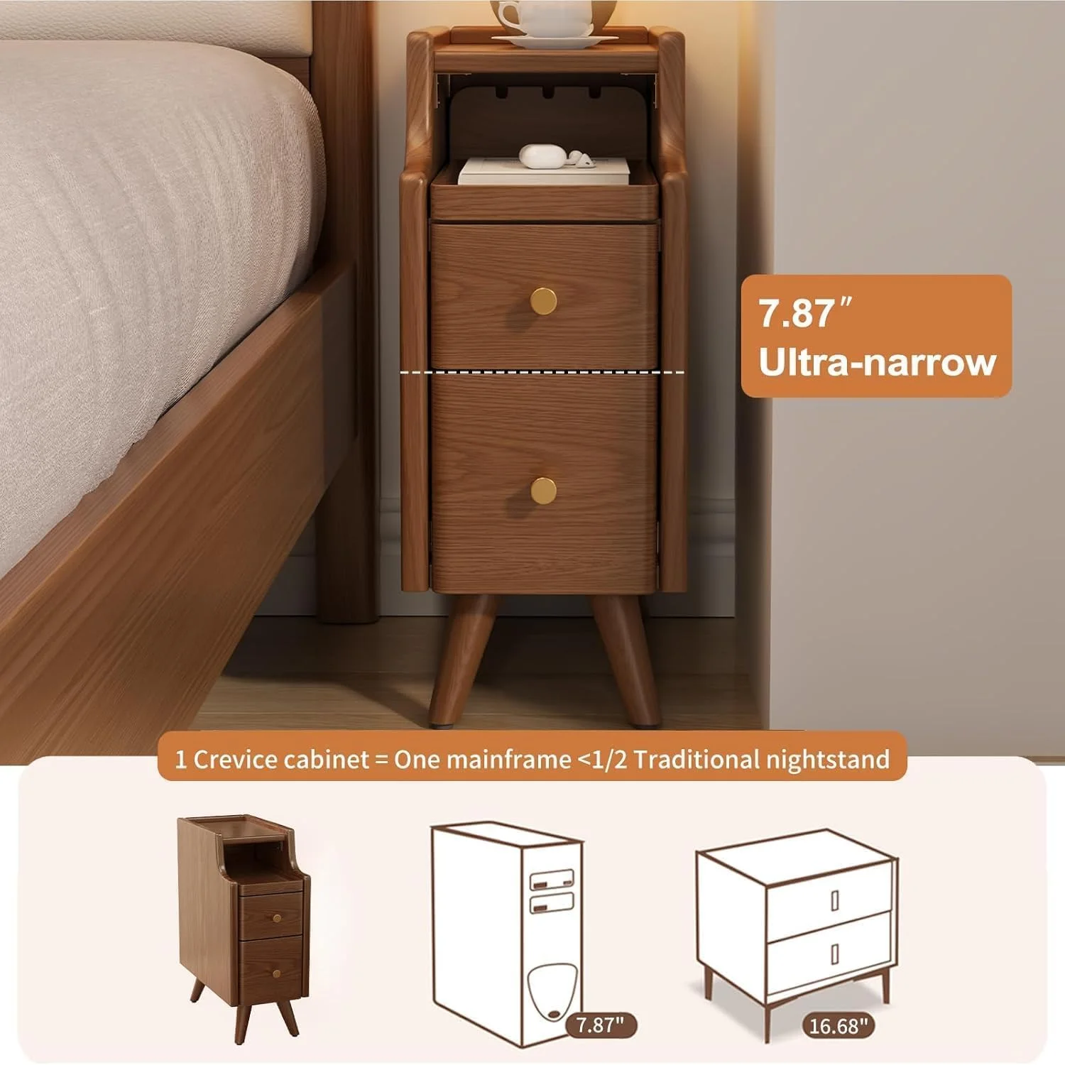 میز پاتختی کوچک HELEE با کشو، میز کنار تختی چوبی جامد، پاتختی 2 کشو، پاتختی باریک گردویی برای اتاق خواب، میز عسلی کنار مبل برای راهروی اتاق نشیمن میز پاتختی کوچک HELEE با کشو، میز کنار تختی چوبی جامد، پاتختی 2 کشو، پاتختی باریک گردویی برای اتاق خواب، میز عسلی کنار مبل برای راهروی اتاق نشیمن