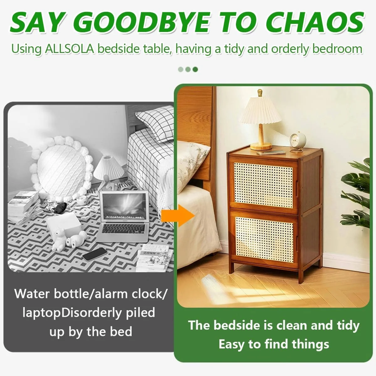 پاتختی، میز کنار تختی بامبو با طرح حصیری و کابینت 2 طبقه برای اتاق نشیمن، اتاق خواب، آشپزخانه، میز کنار مبلی مقاوم در برابر رطوبت برای تخت، مبل، دفتر، خوابگاه - روکش گردویی (43x32x68 سانتی متر) پاتختی، میز کنار تختی بامبو با طرح حصیری و کابینت 2 طبقه برای اتاق نشیمن، اتاق خواب، آشپزخانه، میز کنار مبلی مقاوم در برابر رطوبت برای تخت، مبل، دفتر، خوابگاه - روکش گردویی (43x32x68 سانتی متر)