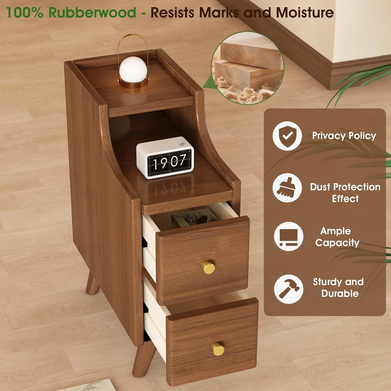 میز پاتختی چوبی با کشو، میز کنار تختی باریک Fohome برای فضاهای کوچک، میز کنار تختی مدرن اواسط قرن برای اتاق خواب میز پاتختی چوبی با کشو، میز کنار تختی باریک Fohome برای فضاهای کوچک، میز کنار تختی مدرن اواسط قرن برای اتاق خواب