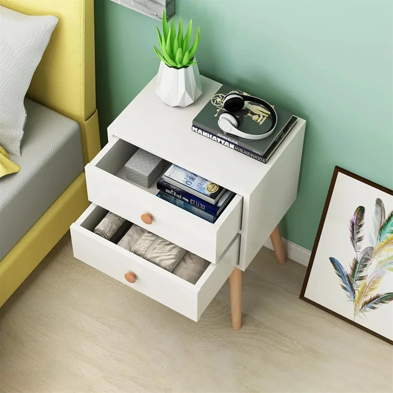 میز کنار تختی مدرن چوبی HYTTER با کشو (دو کشو) میز کنار تختی مدرن چوبی HYTTER با کشو (دو کشو)