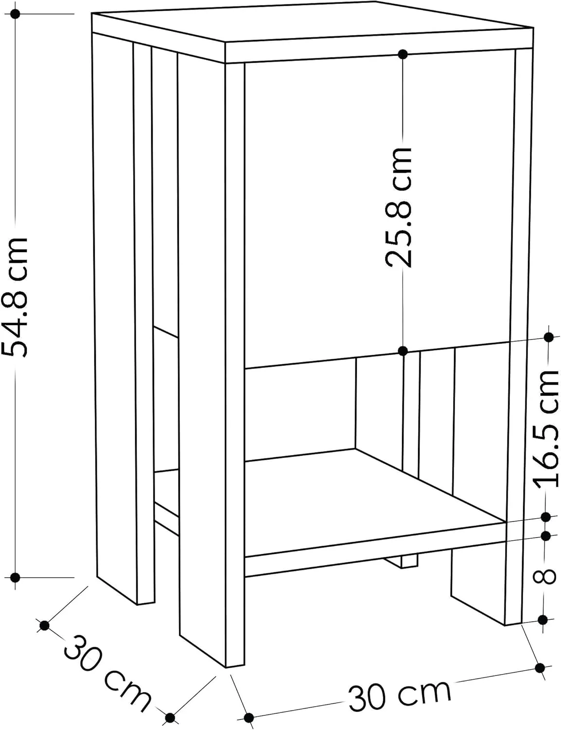 میز پاتختی مدرن با کابینت ذخیره سازی | میز کنار مبل چند منظوره برای اتاق خواب، اتاق نشیمن | 30x55x30 سانتی متر (مشکی)