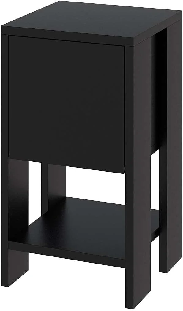 میز پاتختی مدرن با کابینت ذخیره سازی | میز کنار مبل چند منظوره برای اتاق خواب، اتاق نشیمن | 30x55x30 سانتی متر (مشکی)