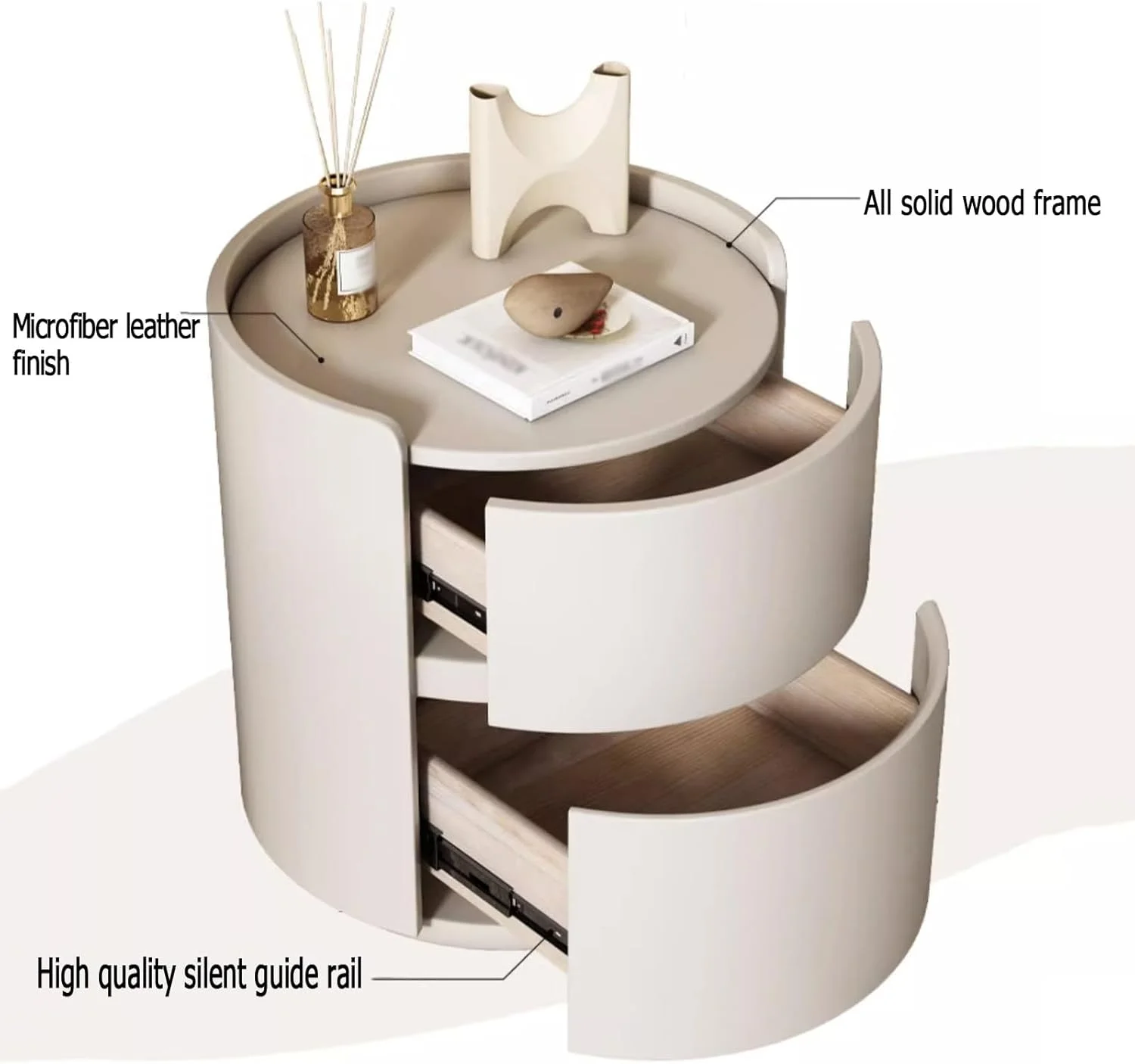 پاتختی گرد، میز کنار تختی چوبی مناسب اتاق خواب، میز کنار تختی با روکش چرمی، میز کنار تختی دارای کشو و قفسه مناسب اتاق نشیمن (رنگ: مشکی، سایز: 40x40x50) پاتختی گرد، میز کنار تختی چوبی مناسب اتاق خواب، میز کنار تختی با روکش چرمی، میز کنار تختی دارای کشو و قفسه مناسب اتاق نشیمن (رنگ: مشکی، سایز: 40x40x50)