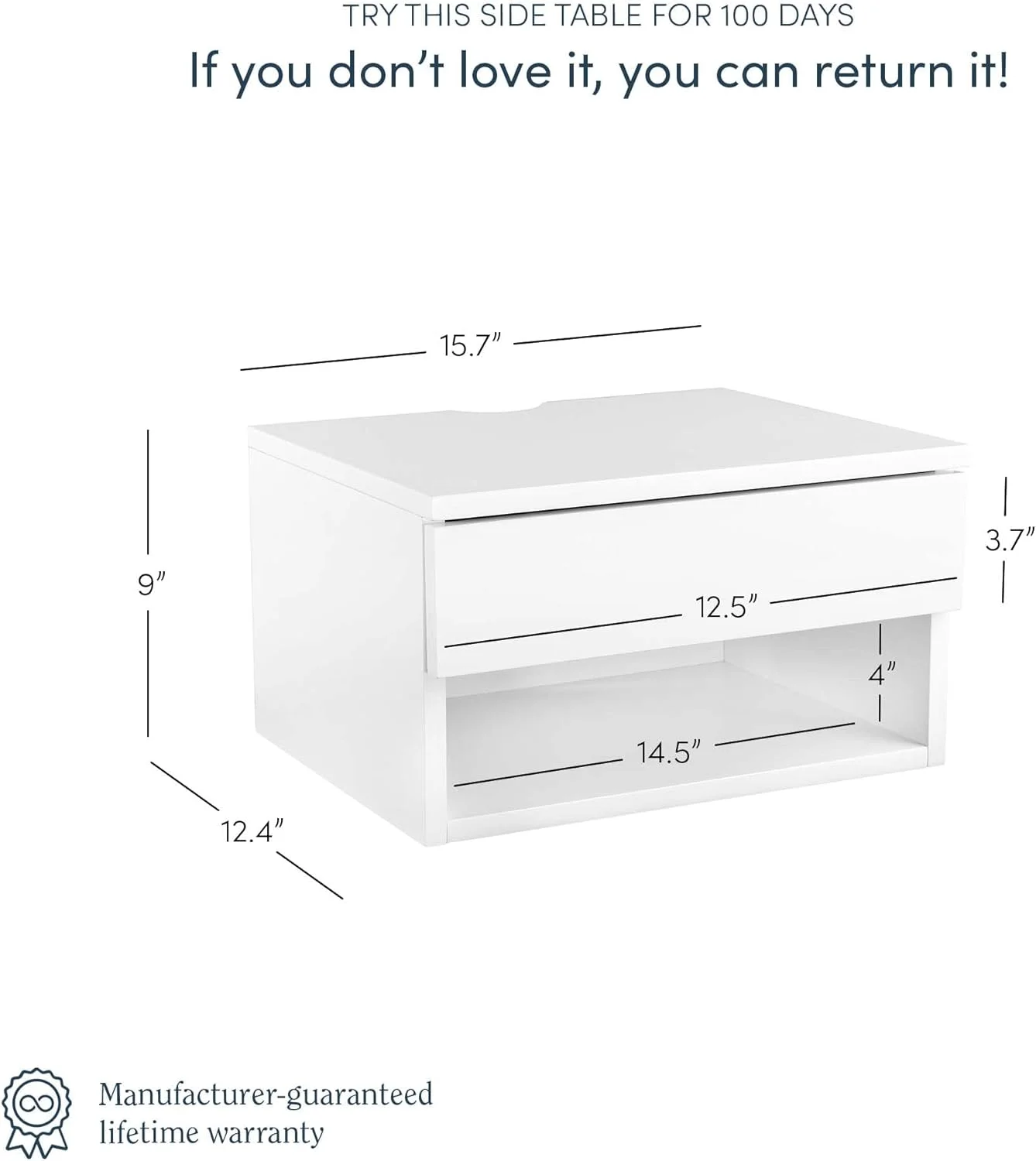 میز پاتختی شناور دیواری ناتان جیمز جکسون با کشو و قفسه باز مدرن، سفید میز پاتختی شناور دیواری ناتان جیمز جکسون با کشو و قفسه باز مدرن، سفید
