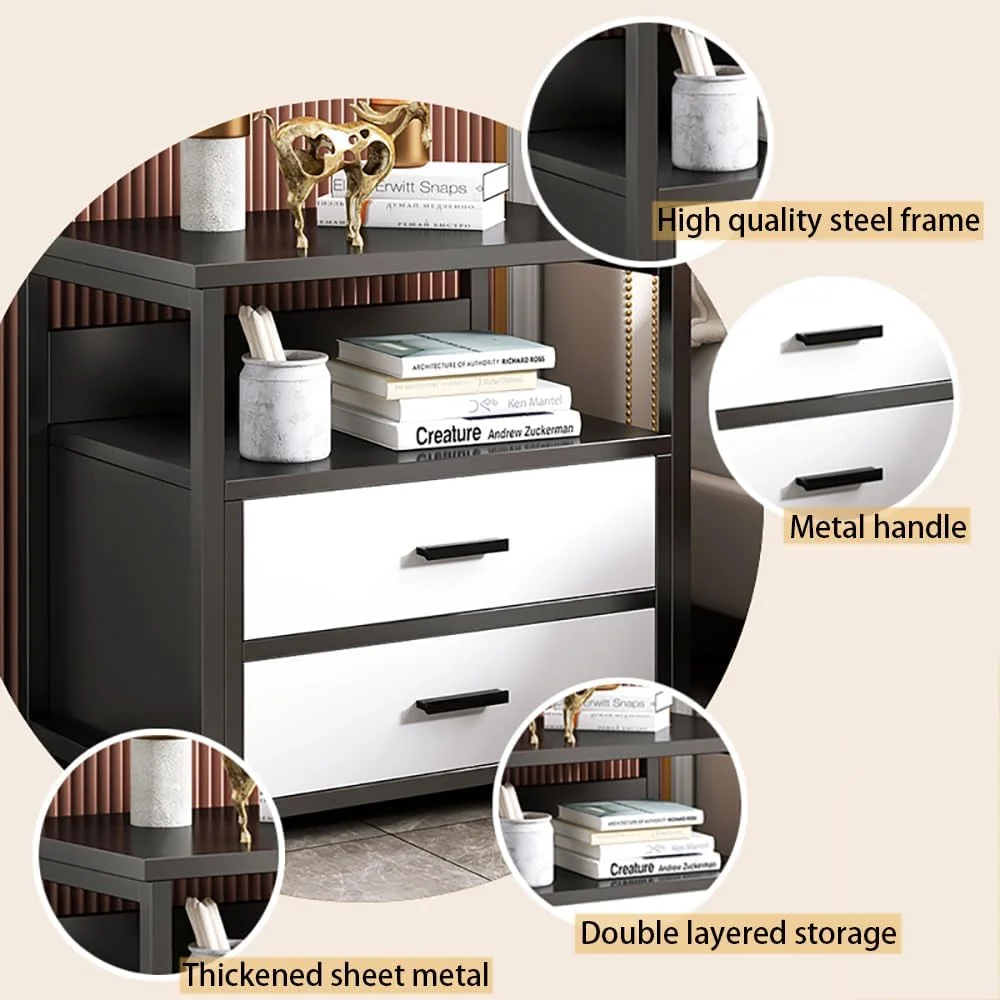 میز کنار تختی مدرن مامو بیر، میز کنار تختی چوبی با 2 کشو و قفسه باز، میز کنار تختی ساده برای اتاق خواب و اتاق نشیمن، CTG2 (سفید) میز کنار تختی مدرن مامو بیر، میز کنار تختی چوبی با 2 کشو و قفسه باز، میز کنار تختی ساده برای اتاق خواب و اتاق نشیمن، CTG2 (سفید)