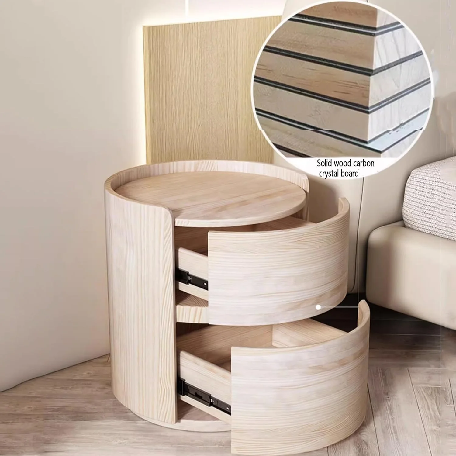 پاتختی گرد، میز کنار تختی چوبی مناسب اتاق خواب، میز کنار تختی با روکش چرمی، میز کنار تختی دارای کشو و قفسه مناسب اتاق نشیمن (رنگ: مشکی، سایز: 40x40x50) پاتختی گرد، میز کنار تختی چوبی مناسب اتاق خواب، میز کنار تختی با روکش چرمی، میز کنار تختی دارای کشو و قفسه مناسب اتاق نشیمن (رنگ: مشکی، سایز: 40x40x50)