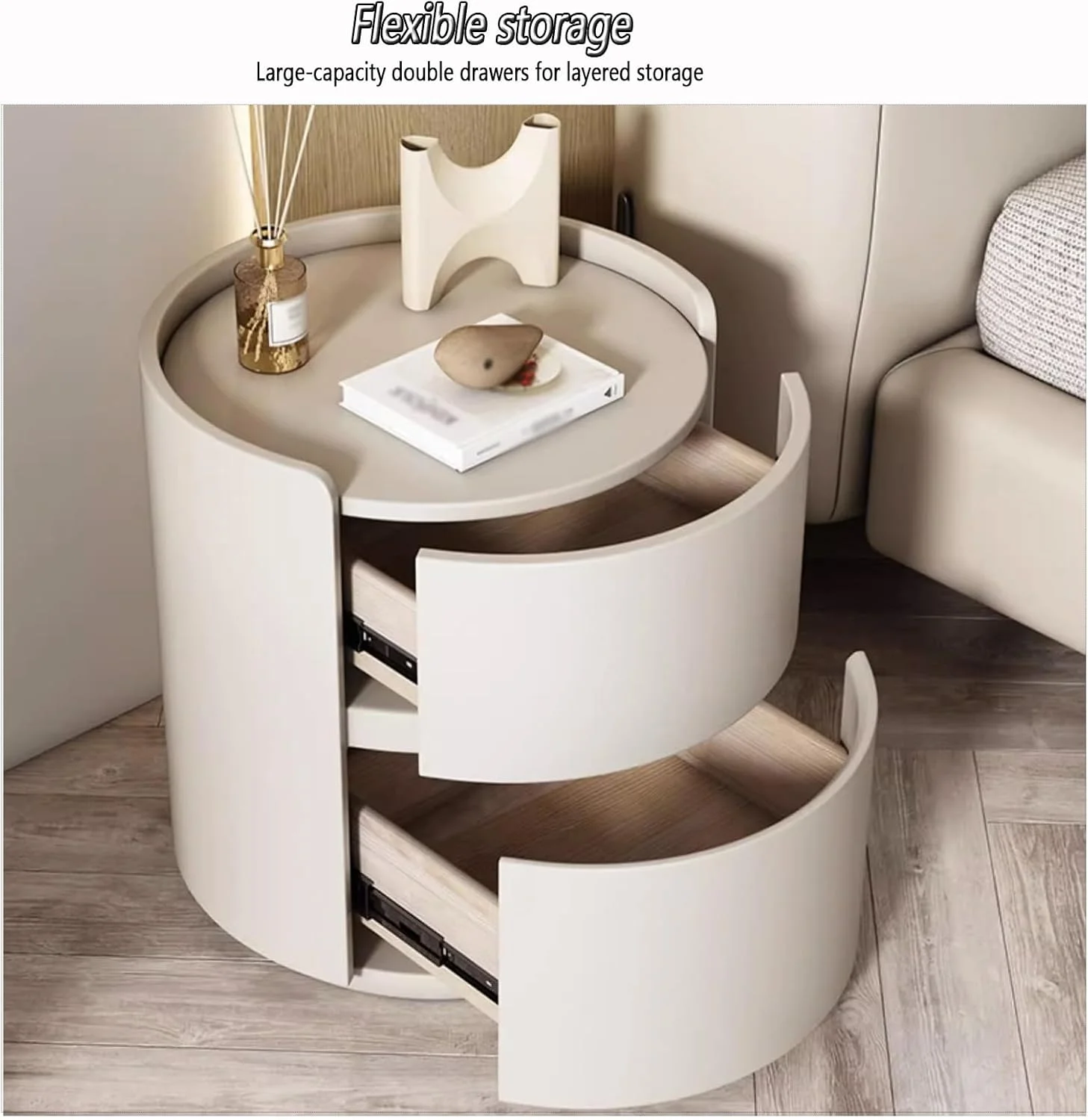 پاتختی گرد، میز کنار تختی چوبی مناسب اتاق خواب، میز کنار تختی با روکش چرمی، میز کنار تختی دارای کشو و قفسه مناسب اتاق نشیمن (رنگ: مشکی، سایز: 40x40x50) پاتختی گرد، میز کنار تختی چوبی مناسب اتاق خواب، میز کنار تختی با روکش چرمی، میز کنار تختی دارای کشو و قفسه مناسب اتاق نشیمن (رنگ: مشکی، سایز: 40x40x50)