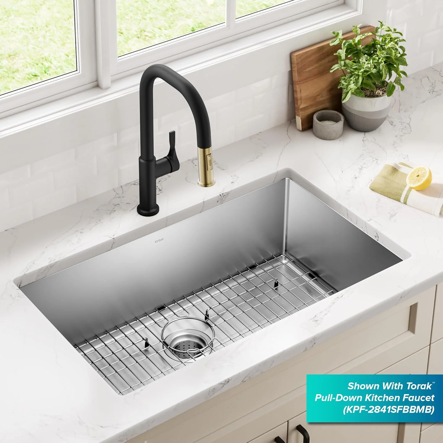 سینک ظرفشویی استیل تک لگنه زیرکار Kraus KHU100-32 Standart PRO گیج 16، 32 اینچ