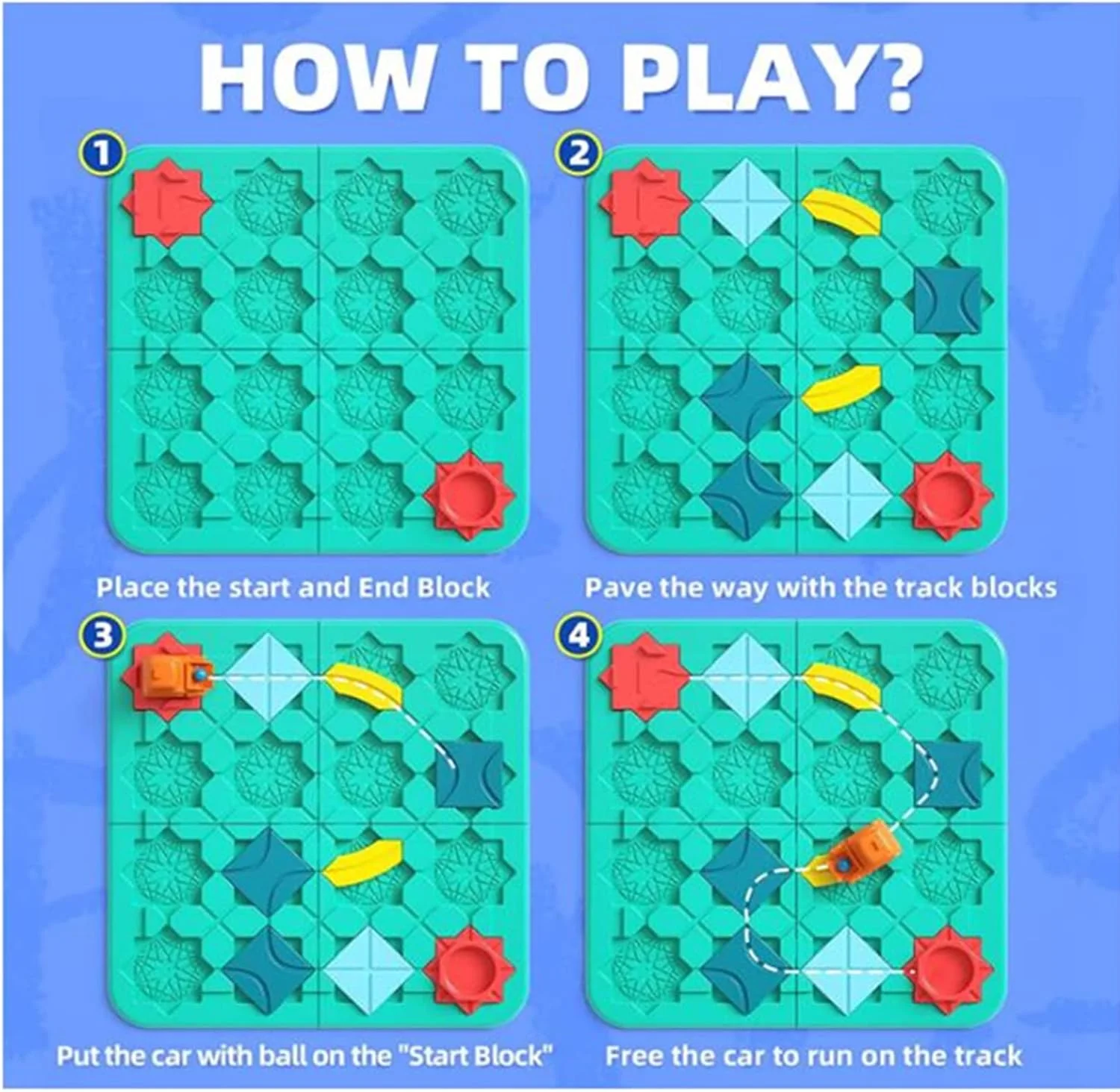 بازی ساخت جاده منطقی AM ANNA، پازل های فکری برای کودکان پسر و دختر 3-8 ساله، اسباب بازی های آموزشی STEM، بازی ساخت مسیر و راه آهن با 4 سطح دشواری و 118 چالش