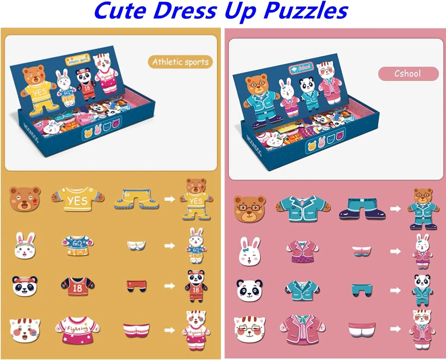 جعبه پازل لباس پوشیدنی خرس چوبی AM ANNA، پازل اره منبت کاری تطبیق و مرتب سازی، اسباب بازی های مرتب سازی چوبی خرس، خرگوش، پاندا، گربه برای کودکان 3 ساله، بازی های تطبیق لباس پوشیدنی حیوانات چوبی مغناطیسی برای کودکان نوپا جعبه پازل لباس پوشیدنی خرس چوبی AM ANNA، پازل اره منبت کاری تطبیق و مرتب سازی، اسباب بازی های مرتب سازی چوبی خرس، خرگوش، پاندا، گربه برای کودکان 3 ساله، بازی های تطبیق لباس پوشیدنی حیوانات چوبی مغناطیسی برای کودکان نوپا