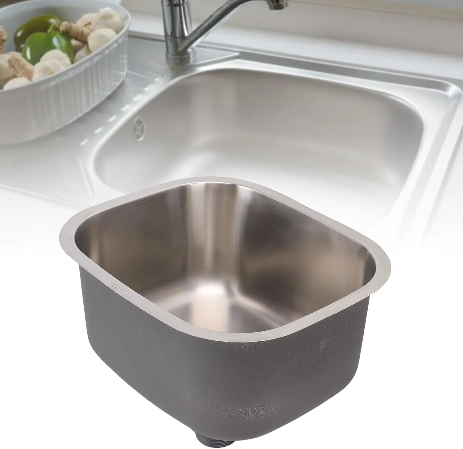 سینک ظرفشویی تک لگنه زیرکار YUEHISY، حوضچه ضد زنگ استیل 304، کاربرد چند منظوره برای خانه، بار، حمام، شیک و کاربردی