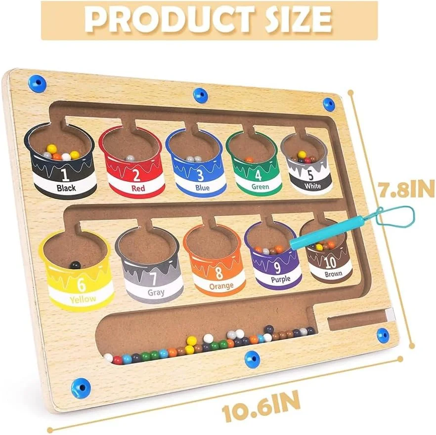 اسباب بازی های ماز مغناطیسی AMERTEER - ماز رنگ و عدد مغناطیسی، تخته پازل چوبی مونته سوری تطبیق رنگ و یادگیری شمارش | اسباب بازی آموزشی مهارت های حرکتی ظریف برای پسران و دختران، فعالیت های کودکان نوپا اسباب بازی های ماز مغناطیسی AMERTEER - ماز رنگ و عدد مغناطیسی، تخته پازل چوبی مونته سوری تطبیق رنگ و یادگیری شمارش | اسباب بازی آموزشی مهارت های حرکتی ظریف برای پسران و دختران، فعالیت های کودکان نوپا