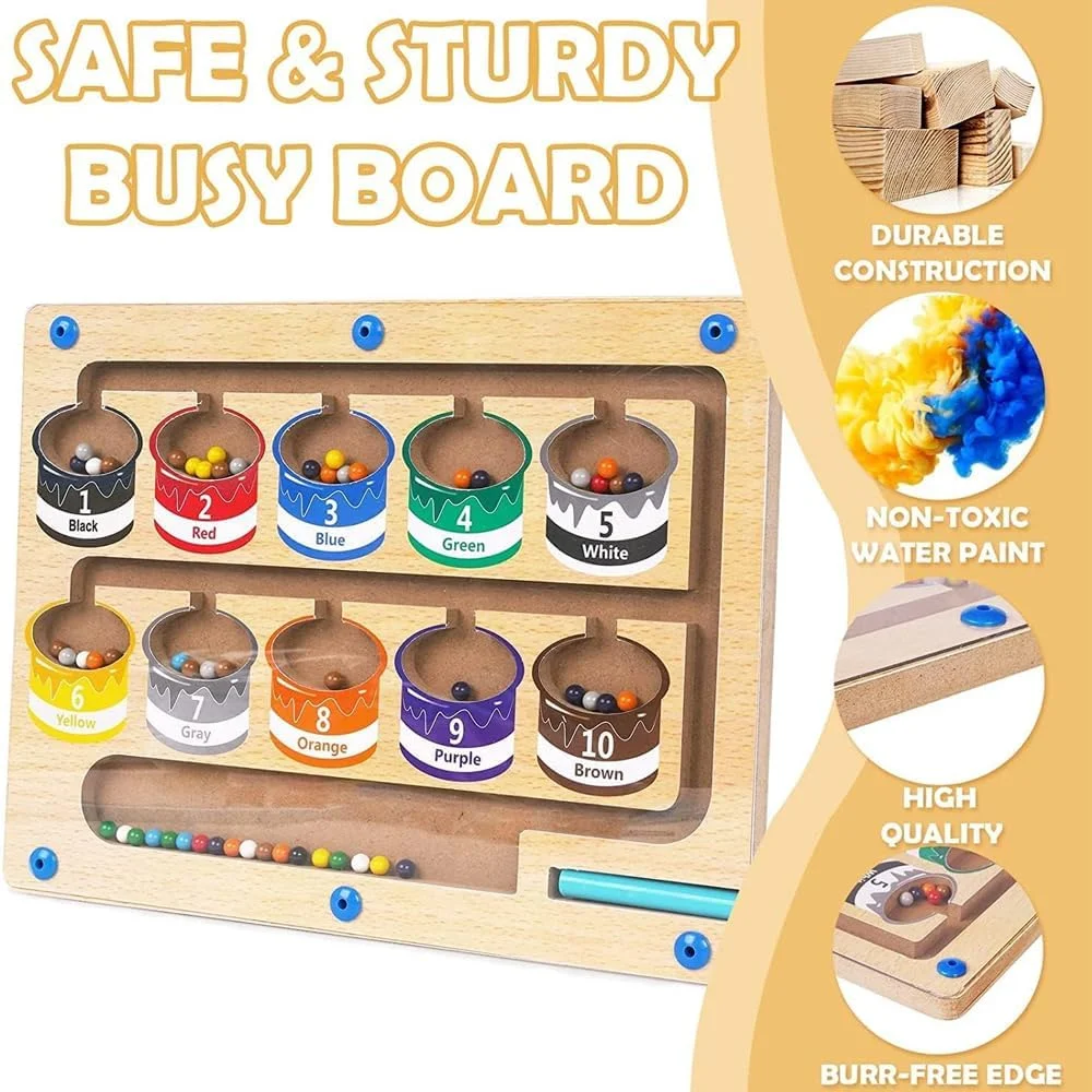 اسباب بازی های ماز مغناطیسی AMERTEER - ماز رنگ و عدد مغناطیسی، تخته پازل چوبی مونته سوری تطبیق رنگ و یادگیری شمارش | اسباب بازی آموزشی مهارت های حرکتی ظریف برای پسران و دختران، فعالیت های کودکان نوپا اسباب بازی های ماز مغناطیسی AMERTEER - ماز رنگ و عدد مغناطیسی، تخته پازل چوبی مونته سوری تطبیق رنگ و یادگیری شمارش | اسباب بازی آموزشی مهارت های حرکتی ظریف برای پسران و دختران، فعالیت های کودکان نوپا