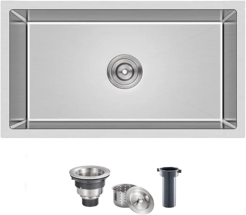 سینک ظرفشویی زیرکابینتی کاملن 28 اینچی، سینک ظرفشویی استیل ضد زنگ گیج 18 زیرکابینتی 28x18 اینچی، سینک تک لگنه عمیق نیکل برس خورده مناسب RV، رختشویی و مصارف کاربردی