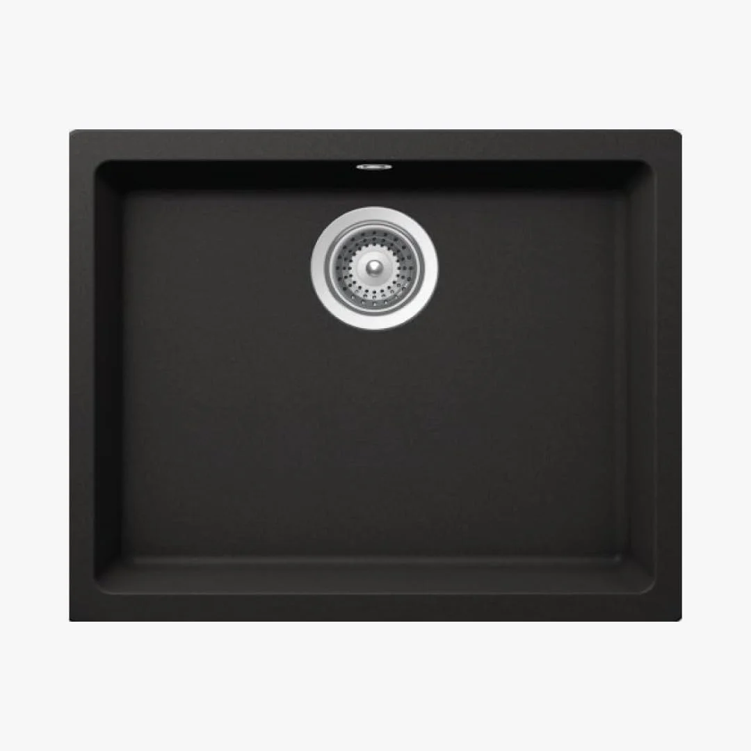 سینک ظرفشویی گرانیتی تک لگن مشکی ELITE ADL-5545G - ابعاد 55x45x21.5 سانتی متر | ابعاد برش 50x40 سانتی متر (زیرکار) / 48x43 سانتی متر (روکار) | ضخامت 10 میلی متر | بادوام و شیک