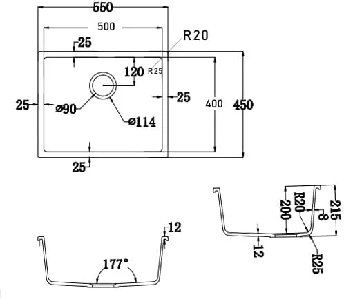 سینک ظرفشویی گرانیتی تک لگن مشکی ELITE ADL-5545G - ابعاد 55x45x21.5 سانتی متر | ابعاد برش 50x40 سانتی متر (زیرکار) / 48x43 سانتی متر (روکار) | ضخامت 10 میلی متر | بادوام و شیک