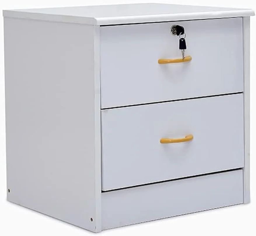 Multi Home Furniture میز کنار تختی چوبی مدرن مدل MH-R-CD2 را ارائه می دهد، میز کنار تختی با 2 کشو پهن برای اتاق خواب، اتاق نشیمن و غیره، سفید مایل به کرم