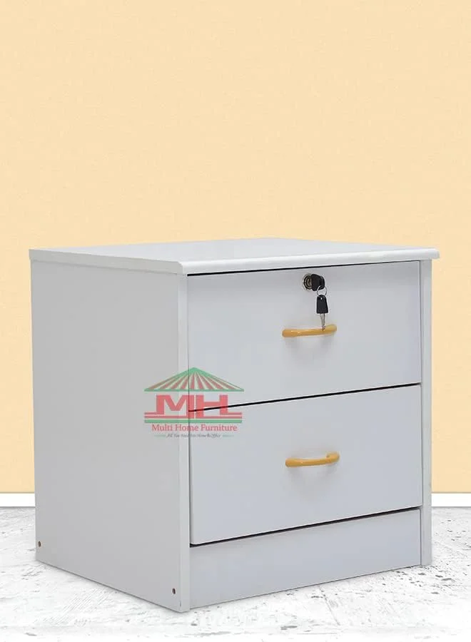 Multi Home Furniture میز کنار تختی چوبی مدرن مدل MH-R-CD2 را ارائه می دهد، میز کنار تختی با 2 کشو پهن برای اتاق خواب، اتاق نشیمن و غیره، سفید مایل به کرم