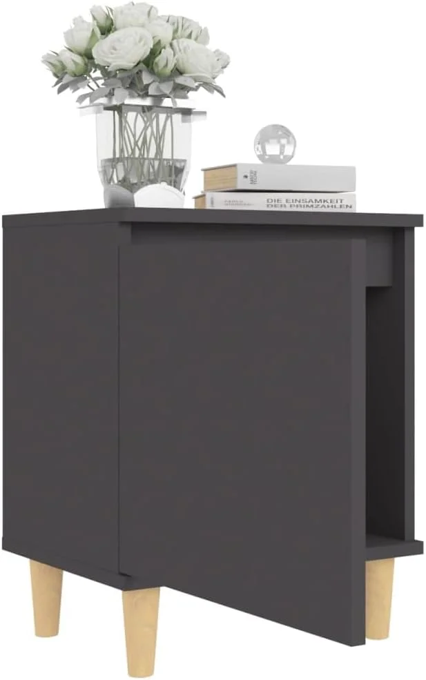 میز عسلی Makastle، میز کنار مبل با یک محفظه، میز کنار تخت، پاتختی، کابینت چای برای اتاق نشیمن، دفتر کار و بالکن، مونتاژ آسان، خاکستری 40x30x50 سانتی متر
