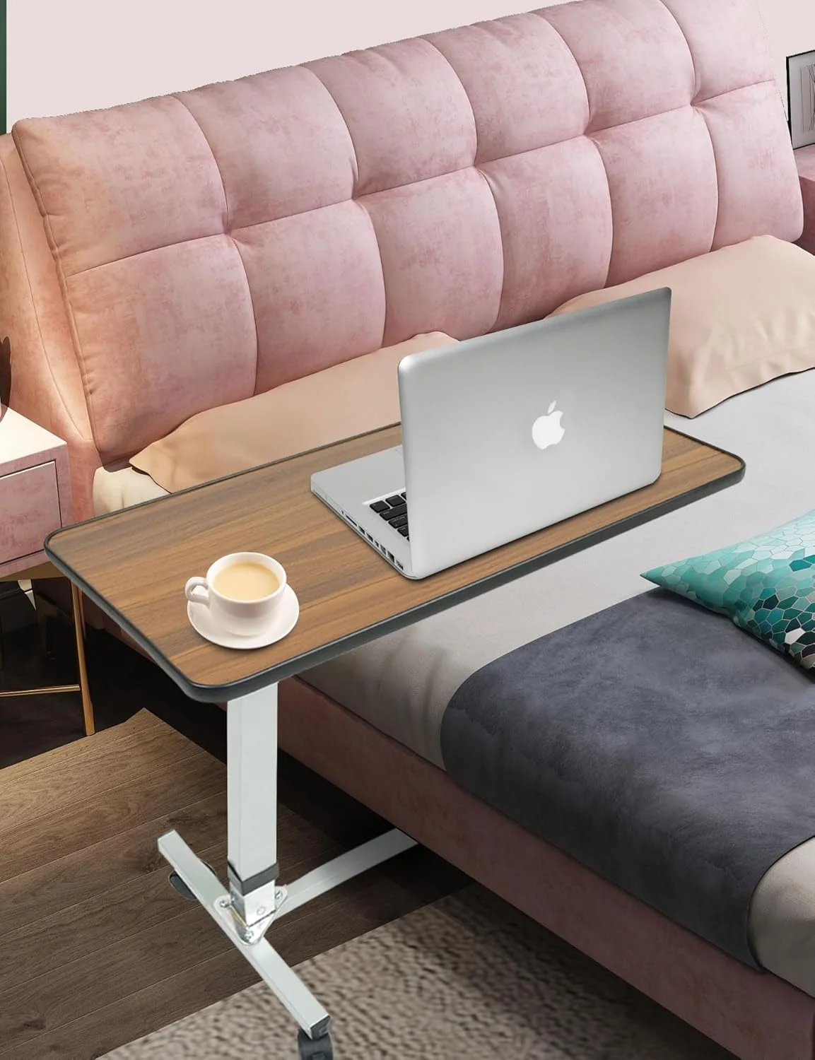 میز کنار تختی قابل تنظیم MEISHIDA - میز تخت بیمارستانی، سینی تخت برای غذا خوردن، بدون شیب، قاب فولادی، طرح چوب گردو، چرخ های گردان، ظرفیت 22 کیلوگرم میز کنار تختی قابل تنظیم MEISHIDA - میز تخت بیمارستانی، سینی تخت برای غذا خوردن، بدون شیب، قاب فولادی، طرح چوب گردو، چرخ های گردان، ظرفیت 22 کیلوگرم