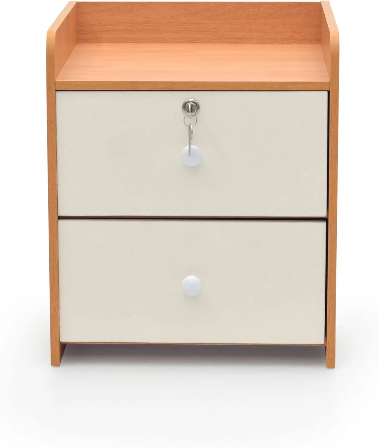 Multi Home Furniture ارائه دهنده میز عسلی چوبی مدرن MH-601 با روکش طرح سنگ مرمر سفید، میز کنار تختی با 2 کشو پهن برای اتاق خواب، اتاق نشیمن و غیره، رنگ بلوطی سفید