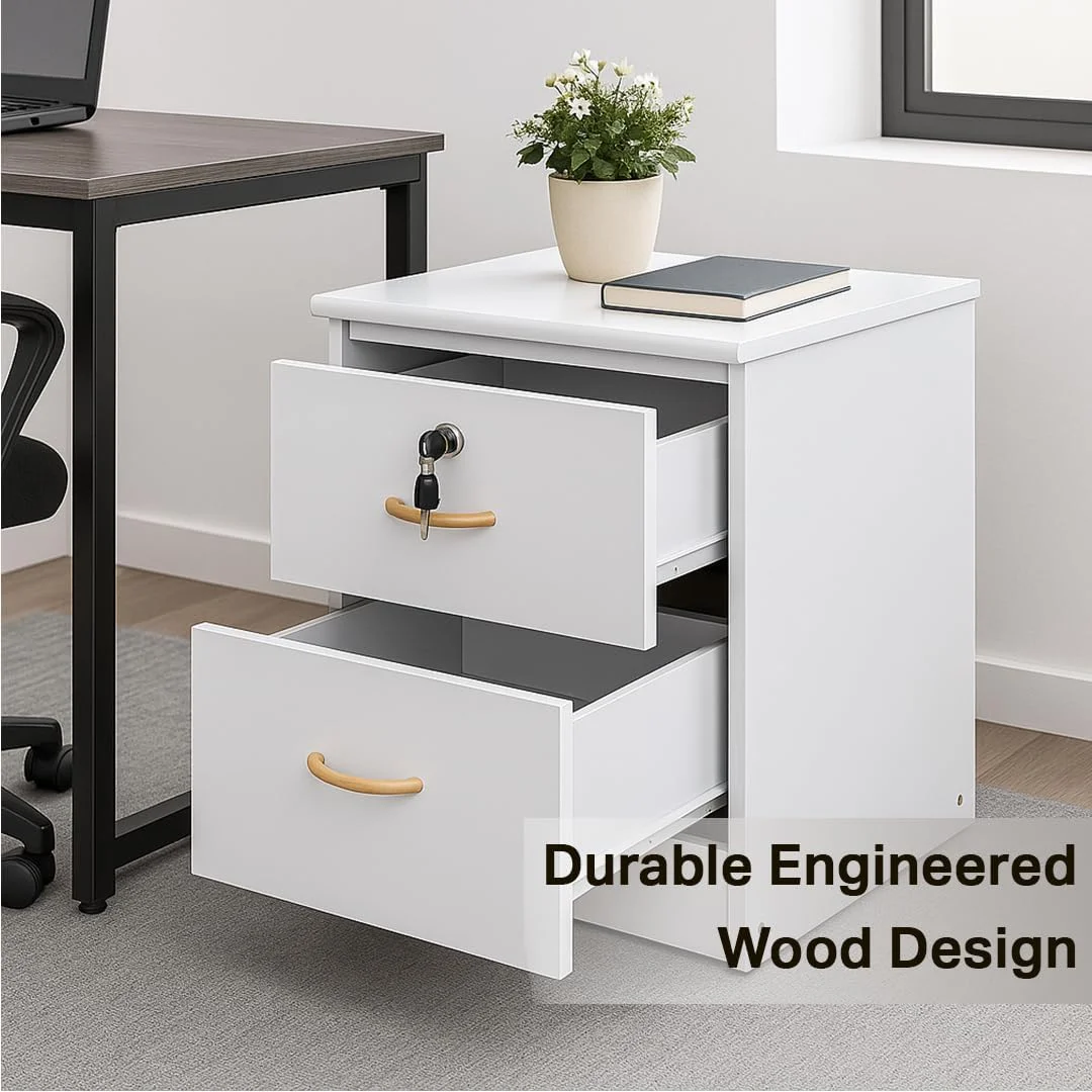 میز کنار تختی چوبی سفید شیری Multi Home Furniture با 2 کشو، پایه های ضد خش، میز عسلی مدرن برای اتاق خواب، میز اتاق نشیمن و راهرو - میز کنار تخت جمع و جور با کشو و کلید ایمن میز کنار تختی چوبی سفید شیری Multi Home Furniture با 2 کشو، پایه های ضد خش، میز عسلی مدرن برای اتاق خواب، میز اتاق نشیمن و راهرو - میز کنار تخت جمع و جور با کشو و کلید ایمن